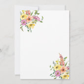 Pink Floral Modern Gold Lijst Wedding Kaart (Achterkant)