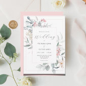 Pink Floral Modern Wedding Kaart