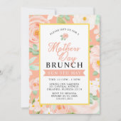 Pink Floral Moederdag Brunch Invitation Kaart (Voorkant)