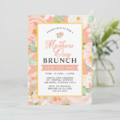Pink Floral Moederdag Brunch Invitation Kaart (Staand voorkant)