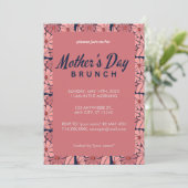 Pink Floral Moederdag Brunch Uitnodiging (Staand voorkant)
