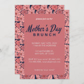 Pink Floral Moederdag Brunch Uitnodiging (Voorkant / Achterkant)