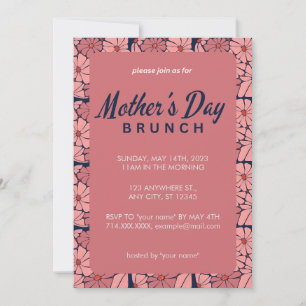 Pink Floral Moederdag Brunch Uitnodiging