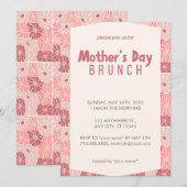 Pink Floral Moederdag Brunch Uitnodiging (Voorkant / Achterkant)