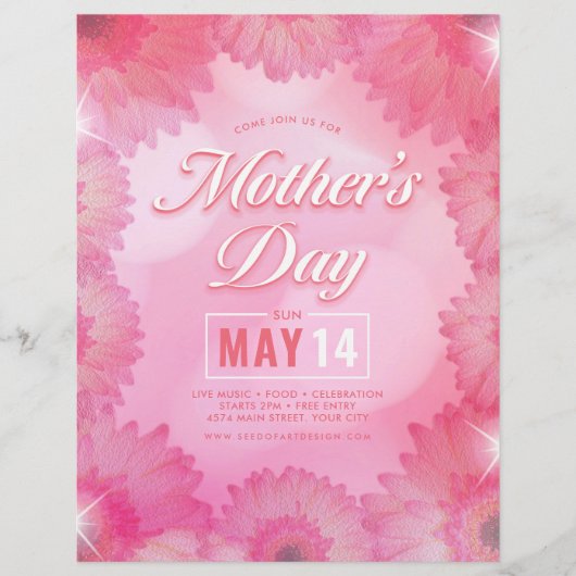 Pink Floral Moederdag Celebration Event Flyer (Voorkant)