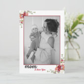 Pink Floral Moederdag foto Holiday Kaart (Staand voorkant)