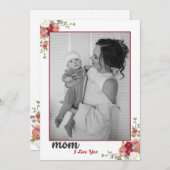 Pink Floral Moederdag foto Holiday Kaart (Voorkant / Achterkant)