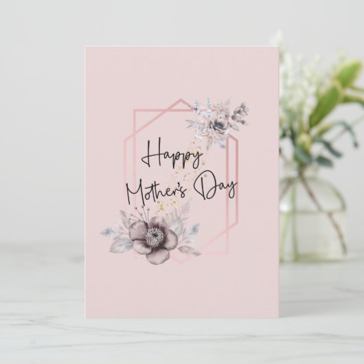 Pink Floral Moederdag kaart (Staand voorkant)