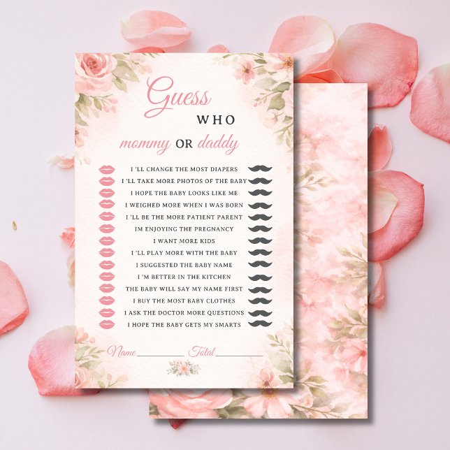 Pink Floral Mommy or Daddy Shower Game (Creator heeft geüpload)