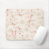 Pink Floral Monogram Muismat (Met muis)