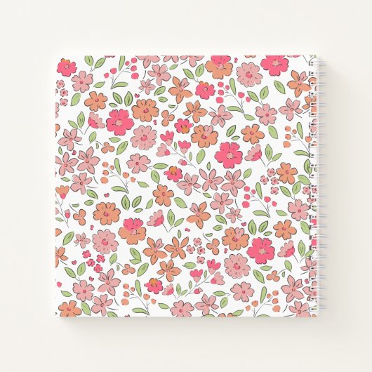 Pink Floral Monogram Notebook Journal Notitieboek (Achterkant)
