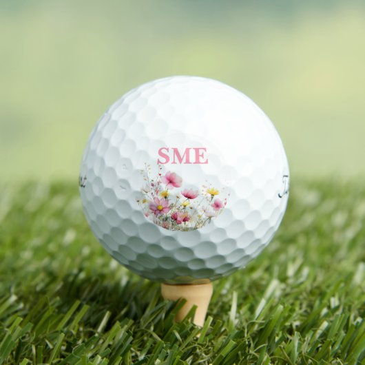 Pink Floral Monogrammed Golfballen (Insitu Shirt)