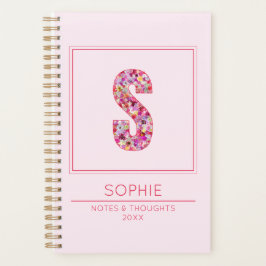 Pink Floral Monogrammed Name Letter S Planner