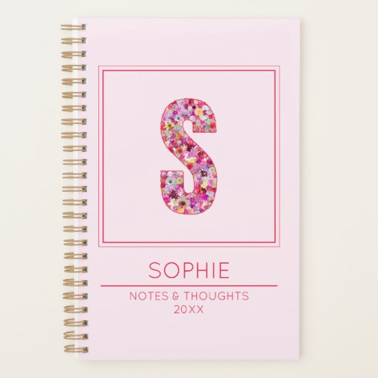 Pink Floral Monogrammed Name Letter S Planner (Voorkant)