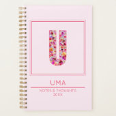 Pink Floral Monogrammed Name Letter U Planner (Voorkant)