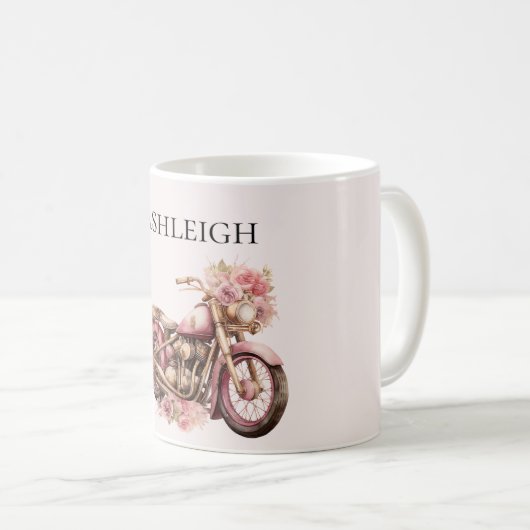 Pink Floral Motorcycle   Koffiemok (Voorkant rechts)
