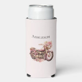 Pink Floral Motorcycle   Seltzer Blikjeskoeler (Seltzer Voorkant)
