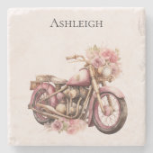Pink Floral Motorcycle Stenen Onderzetter (Voorkant)