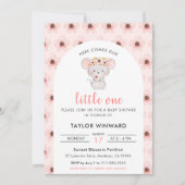 Pink Floral Mouse Baby Shower Kaart (Voorkant)