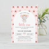Pink Floral Mouse Baby Shower Kaart (Staand voorkant)