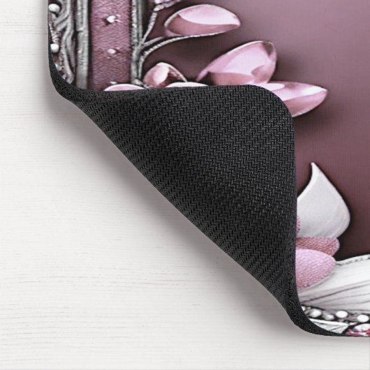 Pink Floral Mousepad Muismat (Hoek)