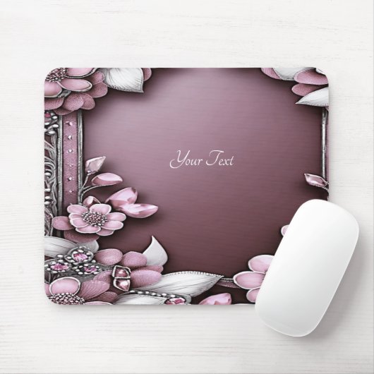 Pink Floral Mousepad Muismat (Met muis)