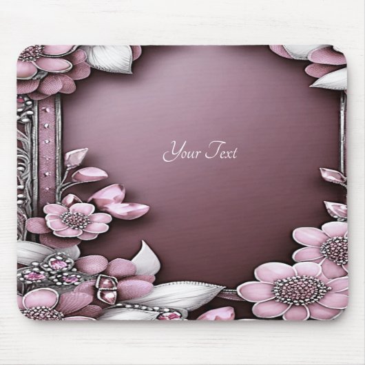 Pink Floral Mousepad Muismat (Voorkant)