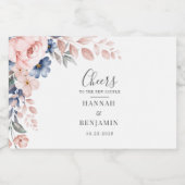 Pink Floral Mr. en Mrs Botanical Wedding Sparkling Wijnetiket (Enkel label)