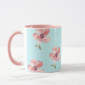 Pink Floral Mug – Blue Pastel Pattern Mok (Links)