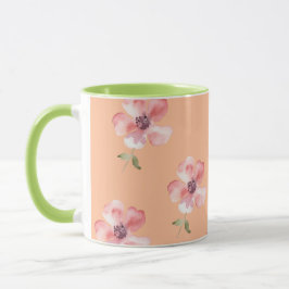 Pink Floral Mug – Orange Pastel Pattern Mok