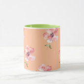 Pink Floral Mug – Orange Pastel Pattern Mok (Midden)