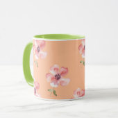 Pink Floral Mug – Orange Pastel Pattern Mok (Voorkant links)