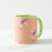 Pink Floral Mug – Orange Pastel Pattern Mok (Voorkant rechts)