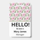 Pink floral Name Lanyard | Personalized ID Badge (Achterkant)