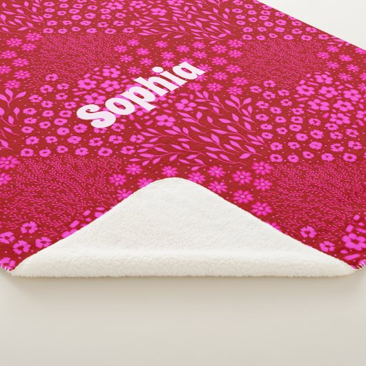 Pink Floral Name Sherpa Blanket Grandmillennial Sherpa Deken (3/4)