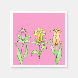 Pink Floral Napkins Servet