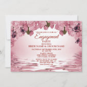Pink Floral Natuur Butterfly Engagement Party Kaart (Voorkant)