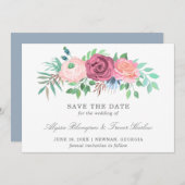 Pink Floral Non Photo Wedding Save The Date (Voorkant / Achterkant)
