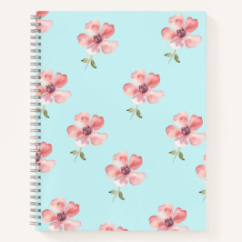 Pink Floral Notebook – Blue Pastel Pattern Notitieboek