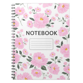 Pink Floral Notebook Cover | Elegant Rose Flower  Notitieboek