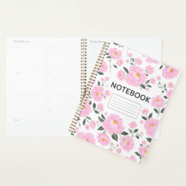 Pink Floral Notebook Cover | Elegant Rose Flower  Planner