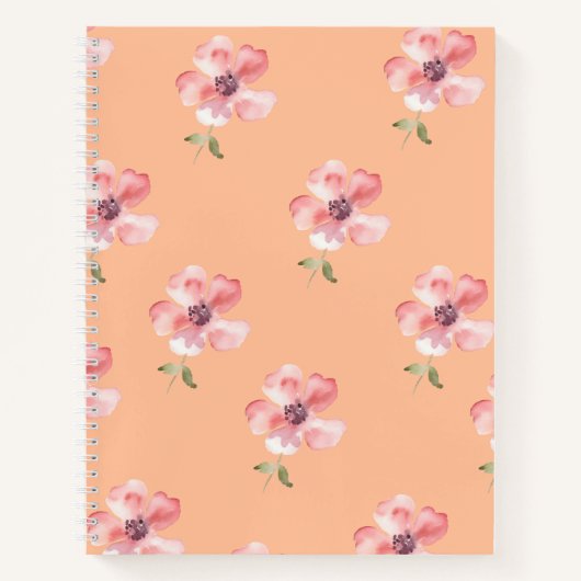 Pink Floral Notebook – Orange Pastel Pattern Notitieboek (Voorkant)
