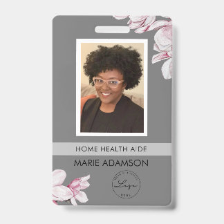Pink Floral Nurse Hospital ID Badge