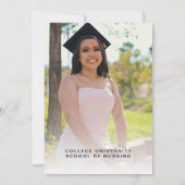 Pink Floral Nursing School Foto Afstuderen Kaart (Achterkant)