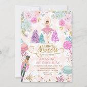 Pink Floral Nutkraker Land van zoet Birthday Kaart (Voorkant)