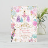 Pink Floral Nutkraker Land van zoet Birthday Kaart (Staand voorkant)