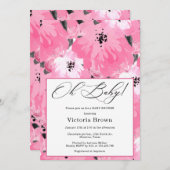 Pink Floral Oh Baby Shower Invitation Kaart (Voorkant / Achterkant)