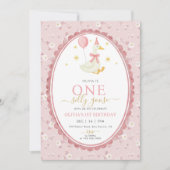 Pink Floral One Silly Goose Girl 1st Birthday Kaart (Voorkant)