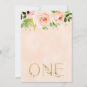 Pink Floral Onederful Girls Birthday Uitnodiging (Achterkant)