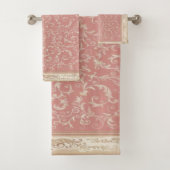 Pink Floral Oriental Pattern Bad Handdoek (Insitu)